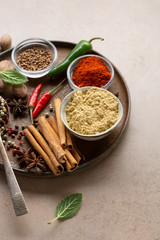 Composition of Spices and seasonings close-up