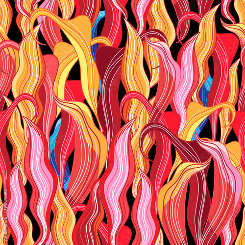 Seamless lovely fiery multicolored floral pattern Poster Mural XXL