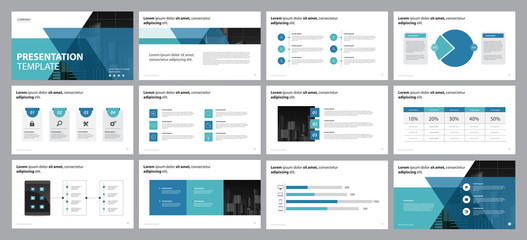 Wall Mural -  business presentation design template and page layout design for brochure, annual report with info graphic  elements design concept