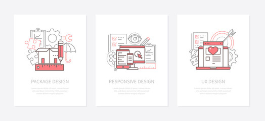 Design types - line design style icons set