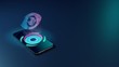 © Destrosvet - 3D rendering neon holographic phone symbol of eye icon on dark background