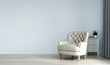 Simple living room white  armchair home interior scandinavian design, clean modern home design background, 3d rendering