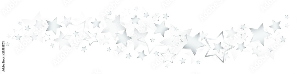 Glänzende Silberne Sterne Bordüre - obrazy, fototapety, plakaty 