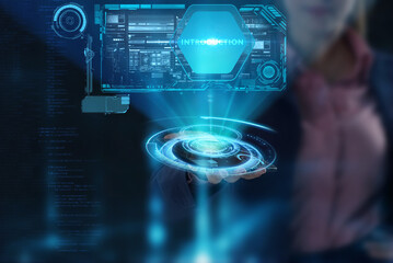 the concept of business, technology, the internet and the network. a young entrepreneur working on a