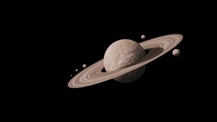 Wall Mural - saturn planets in deep space with rings and moons surrounded.