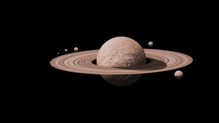 Wall Mural - saturn planets in deep space with rings and moons surrounded. isolated