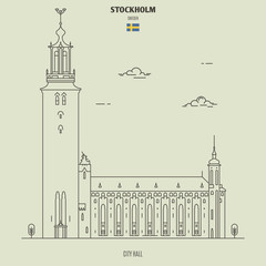 Wall Mural - Stockholm City Hall, Sweden. Landmark icon