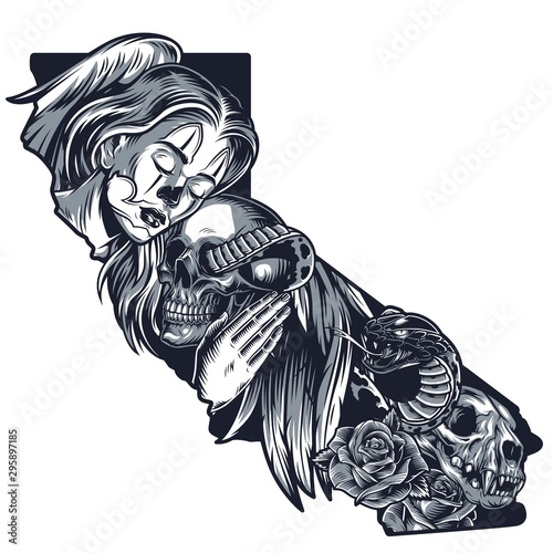 Vintage beautiful chicano girl concept