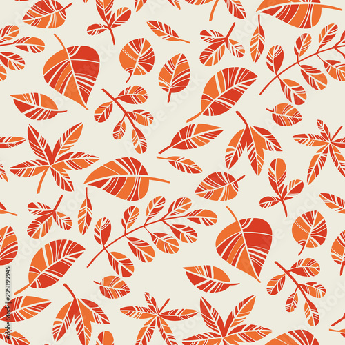 Orange autumn foliage decorative seamless pattern