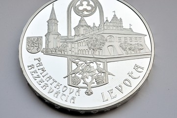 Wall Mural - detail view, modern silver coin , Slovakia, High Tatras