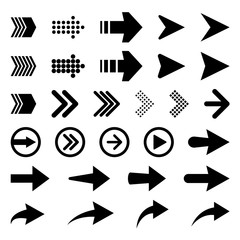 set of vector arrow icons. collection of pointers.