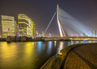 Poster - Erasmus bridge from Maaskade Noordereiland