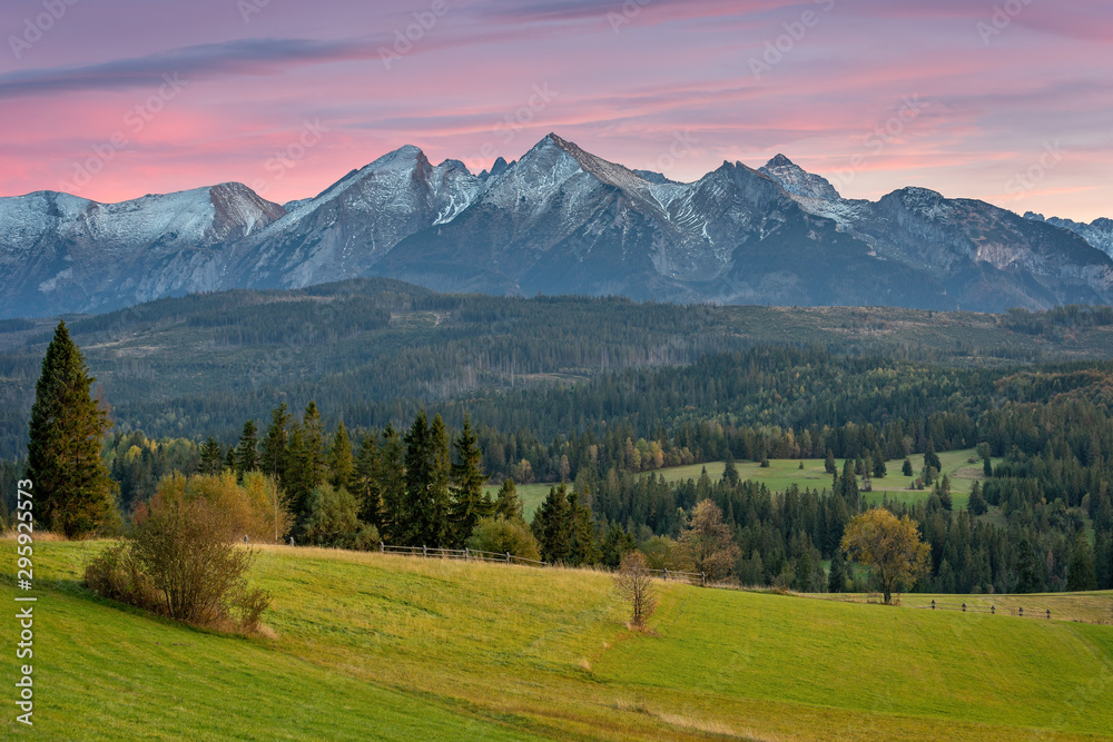 Mountain landscape, panorama of the Tatra Mountains - obrazy, fototapety, plakaty 