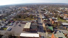 Trucking Shot Of Neighborhoods And Downtown Area In Martinsburg, West Virginia.