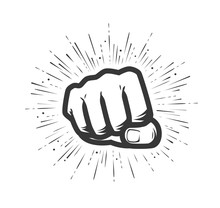 Clenched Fist. Gym Logo Or Label. Vector Illustration