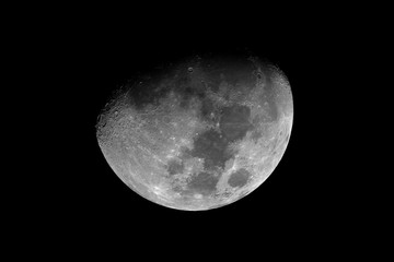 Wall Mural - waxing gibbous moon phase, isolated in the black space, in this phase there are some good craters, l