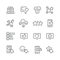 Wall Mural - Feedback and testimonials related icons: thin vector icon set, black and white kit