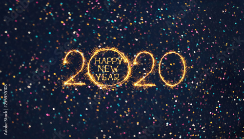 Greeting card Happy New Year 2020 Canvas Print