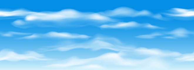 Wall Mural - Blue sky clouds seamless pattern