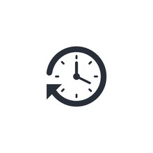 Clock. Arrow. Vector Icon On A White Background.