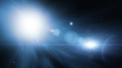 Artistic cosmos with shiny stars and planets. Copy space animation background.