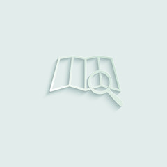 Poster - map icon with search icon vector.  direction icon  paper with shadow 