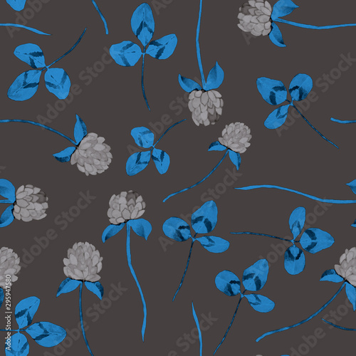 Watercolor seamless pattern with hand drawn meadow flowers. Vintage floral pa...