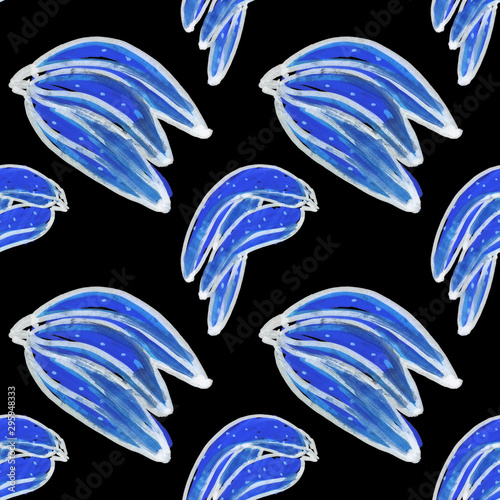 Creative seamless pattern with hand drawn abstract bananas. Fruity fashion pr...