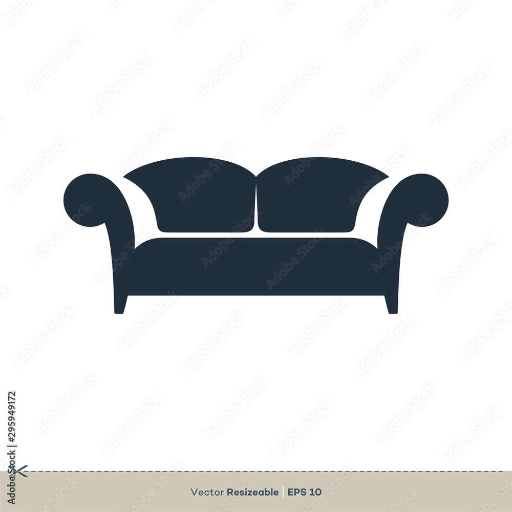 Sofa, Armchair Icon Vector Logo Template Illustration Design. Vector EPS 10. - obrazy, fototapety, plakaty 