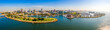 Aerial panoramic view of the Long Beach coastline, harbour, skyline and Marina in Long Beach with Palm Trees,. Beautiful Los Angeles.