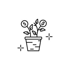 Poster - Growth pot dollar icon. Element of global business icon