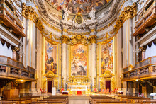 Picturesque Interior Of Church Of St. Ignatius Of Loyola At Campus Martius