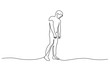 © Valenty - Standing sad man in despair one line drawing
