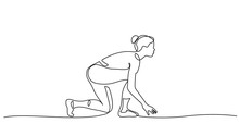 Woman Sitting In Starting Position One Line Draw