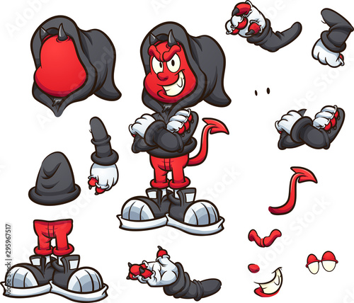 Fotografía Cartoon hooded devil character with different body parts clip art