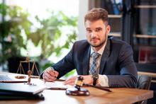 Lawyer Or Attorney Working In The Office