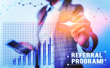 Poster - Conceptual hand writing showing Referral Program. Concept meaning internal recruitment method employed by organizations
