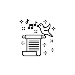 Poster - ballad scroll bird music icon. element of literature icon