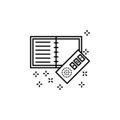 Poster - Journalism notebook recorder icon. Element of literature icon
