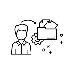 Poster - Gear business document analysis icon. Element of business icon