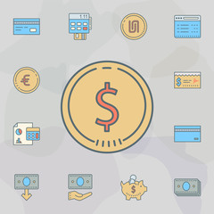 Poster - coin cent dusk style line icon. Universal set of banking for website design and development, app development