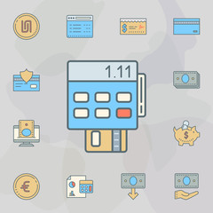 Poster - POS terminal dusk style line icon. Universal set of banking for website design and development, app development