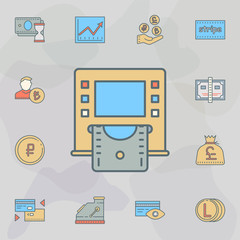Poster - ATM dusk style line icon. Universal set of banking for website design and development, app development