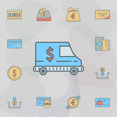 Poster - cash collection machine dusk style line icon. Universal set of banking for website design and development, app development