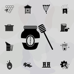 Poster - organic honey in jar icon. Universal set of beekeeping for website design and development, app development