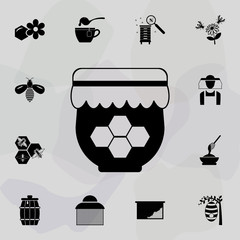 Poster - organic honey in jar icon. Universal set of beekeeping for website design and development, app development