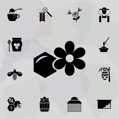 Poster - honey and flower icon. Universal set of beekeeping for website design and development, app development