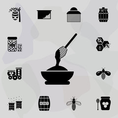 Poster - organic honey in plate icon. Universal set of beekeeping for website design and development, app development
