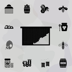 Poster - honeycombs icon. Universal set of beekeeping for website design and development, app development