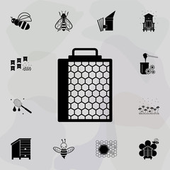 Poster - honeycombs icon. Universal set of beekeeping for website design and development, app development